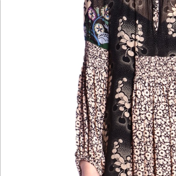 ANNA SUI WILD CHERRY BLACK MIXED PRINT DRESS - Picture 3 of 4